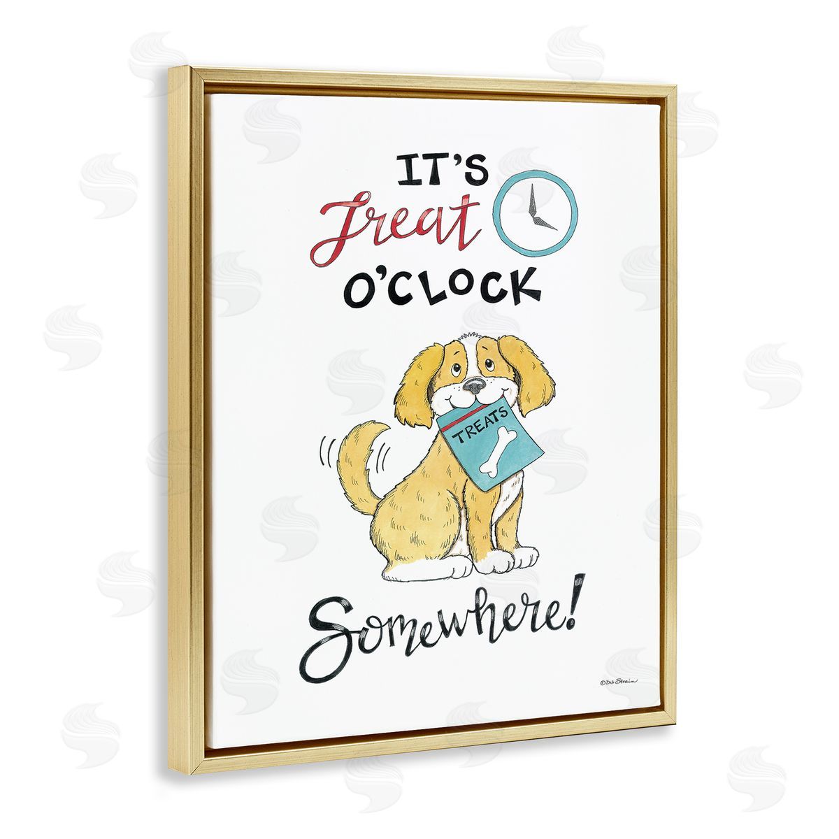 Deb Strain Treat o'Clock Somewhere Gold Floating Frame Canvas Wall Art Print