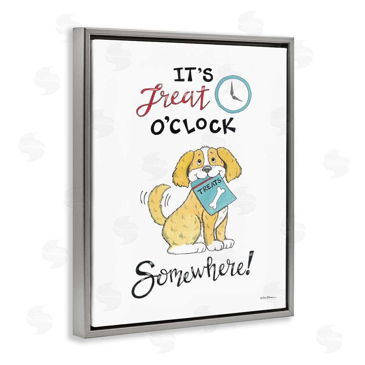 Deb Strain Treat o'Clock Somewhere Gray Floating Frame Canvas Wall Art Print