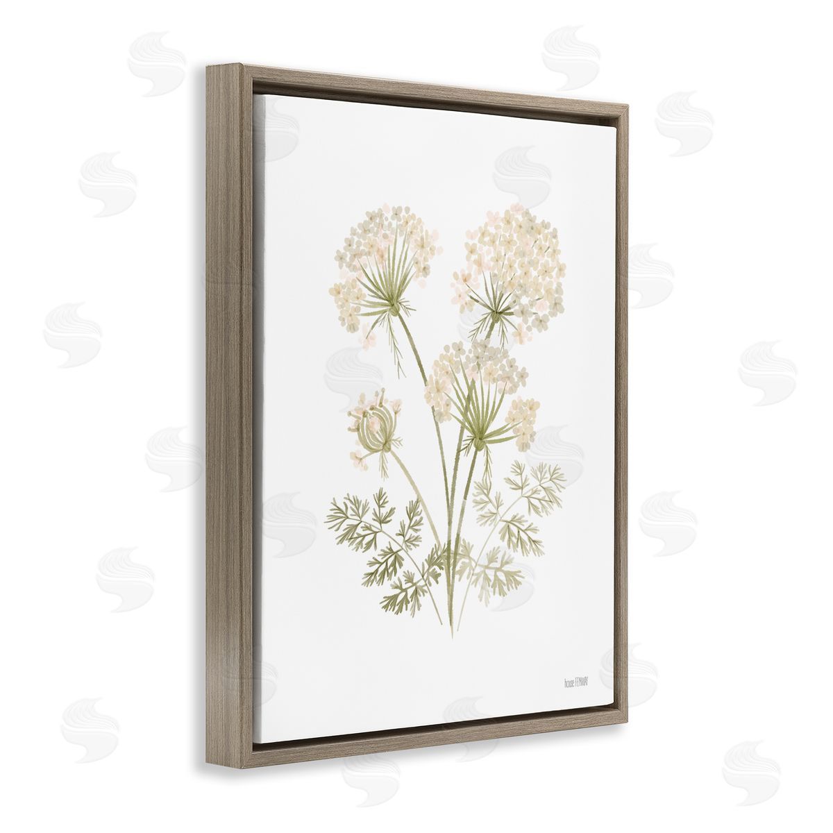House Fenway Spring Dandelion Sprigs Brown Floating Frame Canvas Wall Art Print