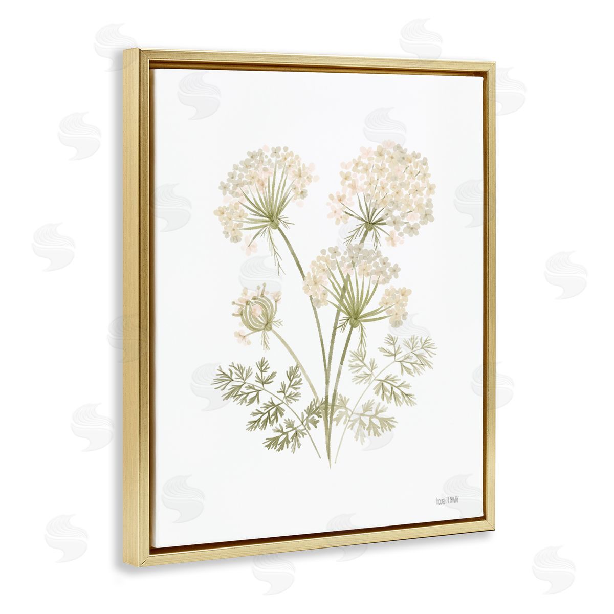 House Fenway Spring Dandelion Sprigs Gold Floating Frame Canvas Wall Art Print