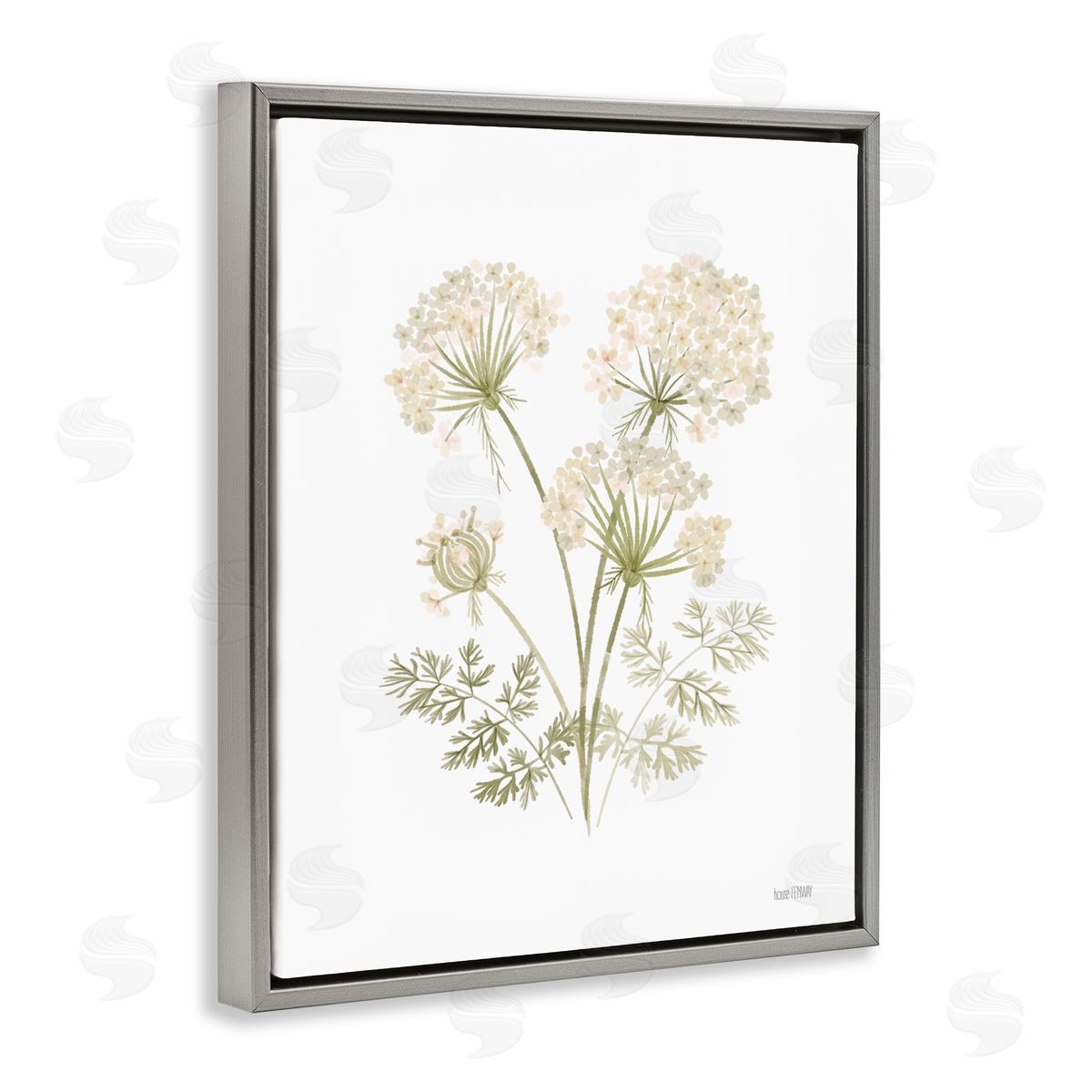 House Fenway Spring Dandelion Sprigs Gray Floating Frame Canvas Wall Art Print