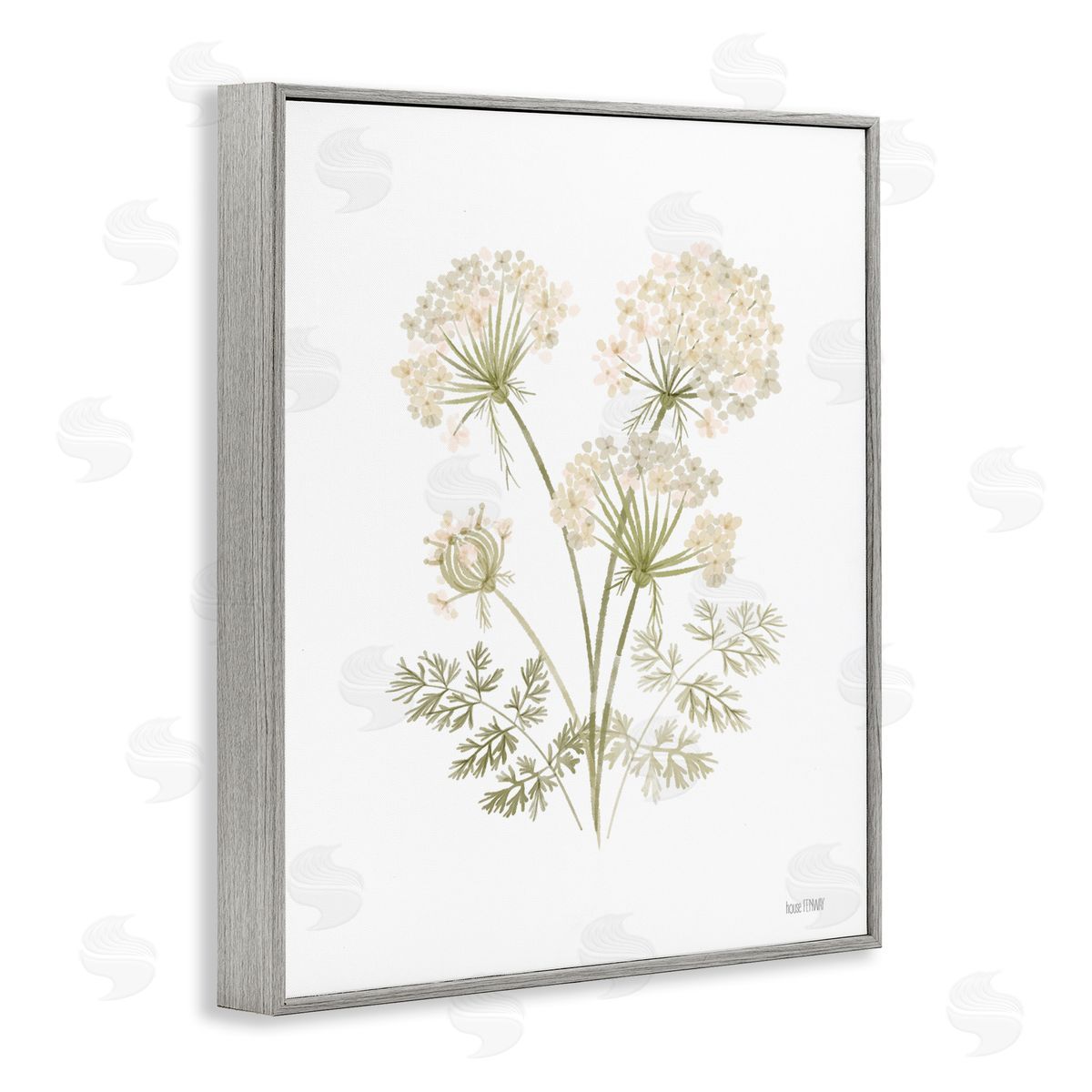 House Fenway Spring Dandelion Sprigs Gray Framed Giclee Wall Art Print