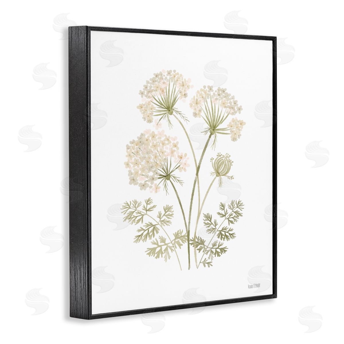 House Fenway Muted Cottage Dandelions Black Framed Giclee Wall Art Print