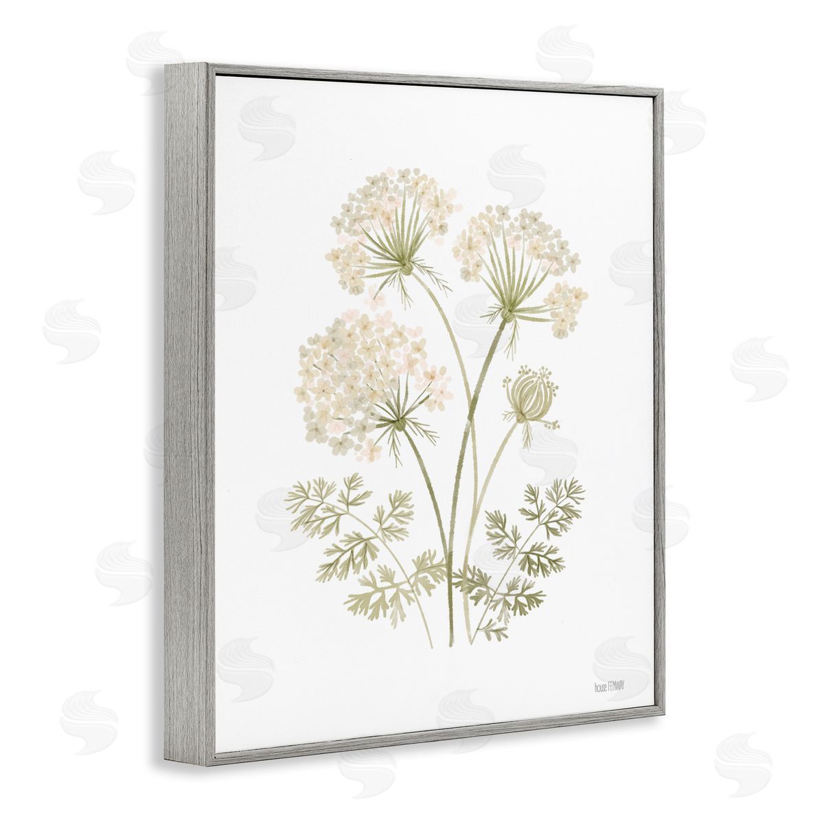 House Fenway Muted Cottage Dandelions Gray Framed Giclee Wall Art Print