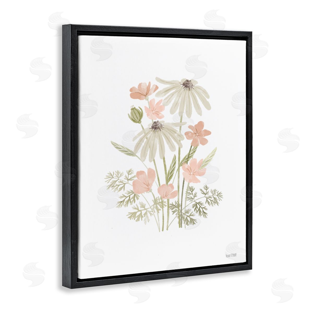 House Fenway Subtle Wild Blooms Black Floating Frame Canvas Wall Art Print