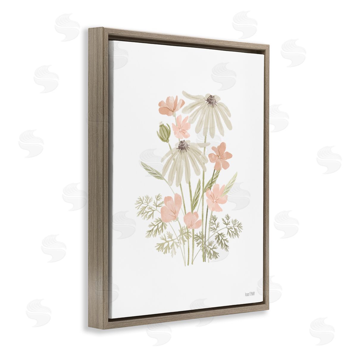 House Fenway Subtle Wild Blooms Brown Floating Frame Canvas Wall Art Print