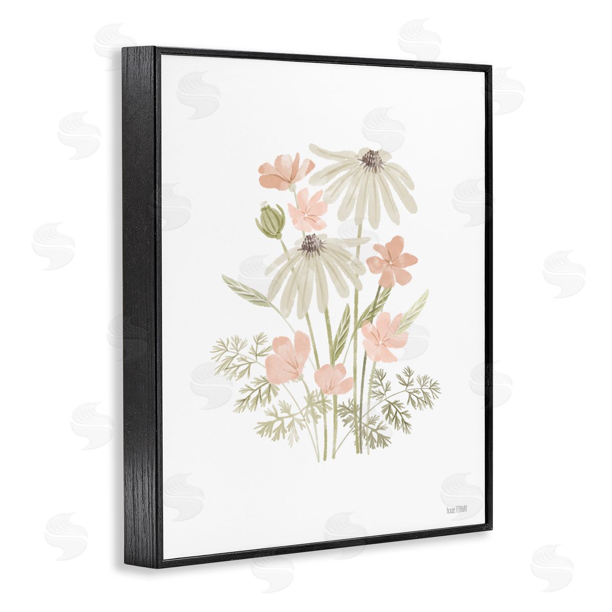 House Fenway Subtle Wild Blooms Black Framed Giclee Wall Art Print