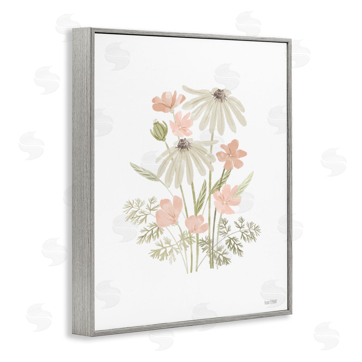 House Fenway Subtle Wild Blooms Gray Framed Giclee Wall Art Print