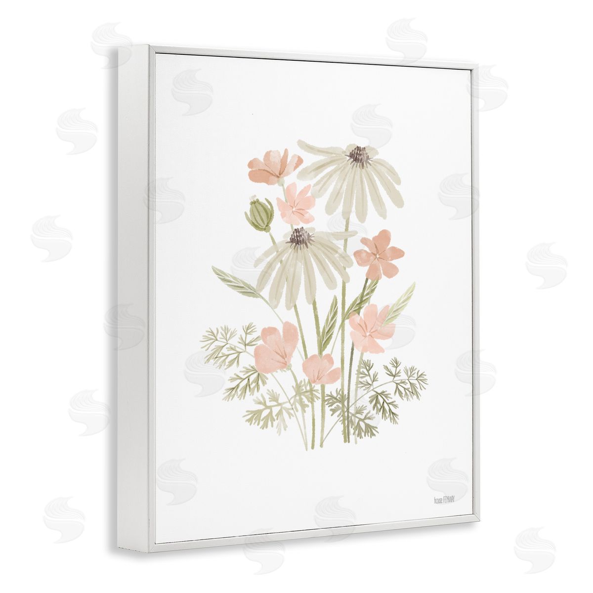 House Fenway Subtle Wild Blooms White Framed Giclee Wall Art Print