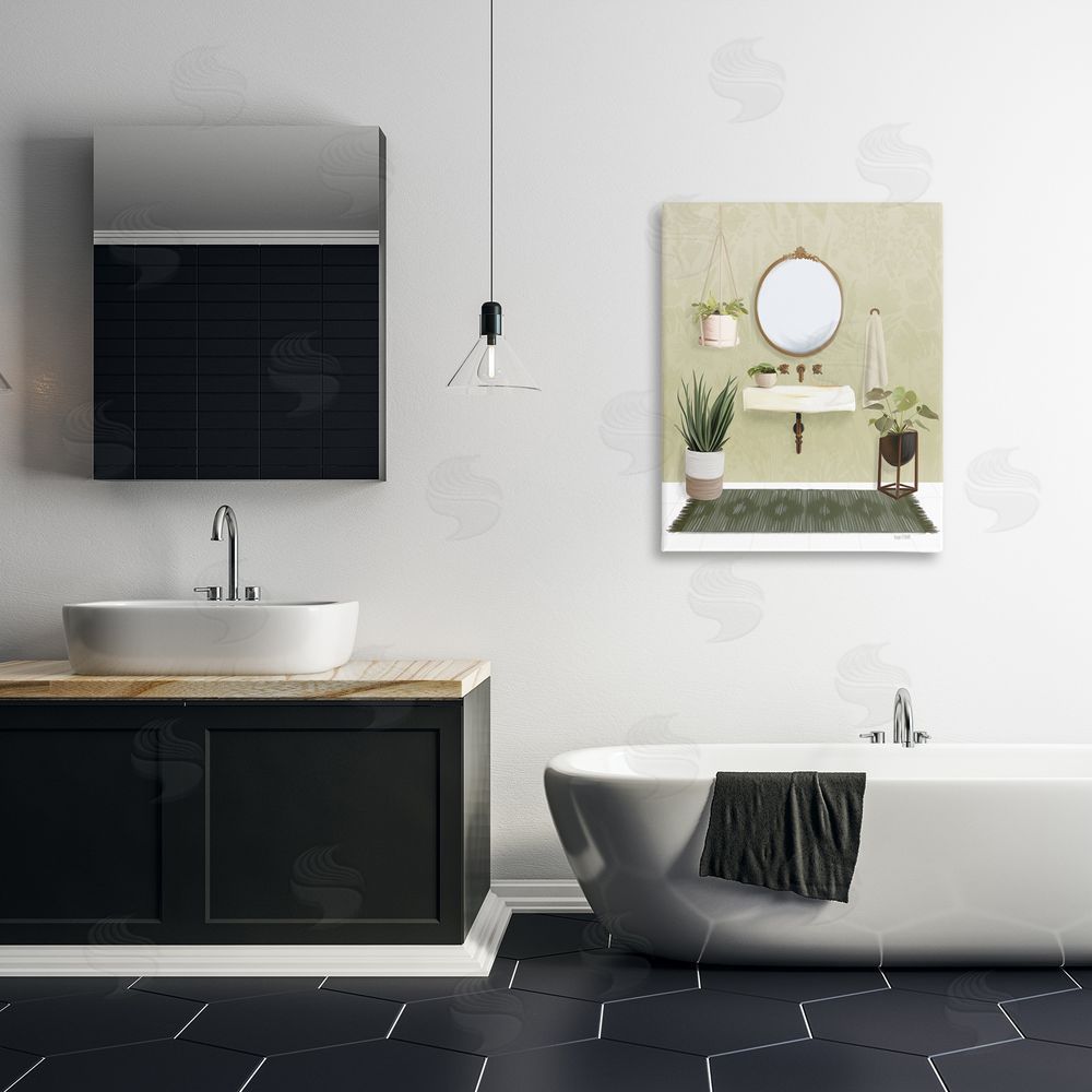 House Fenway Soothing Bathroom with Plants Canvas Wall Art Print in Room