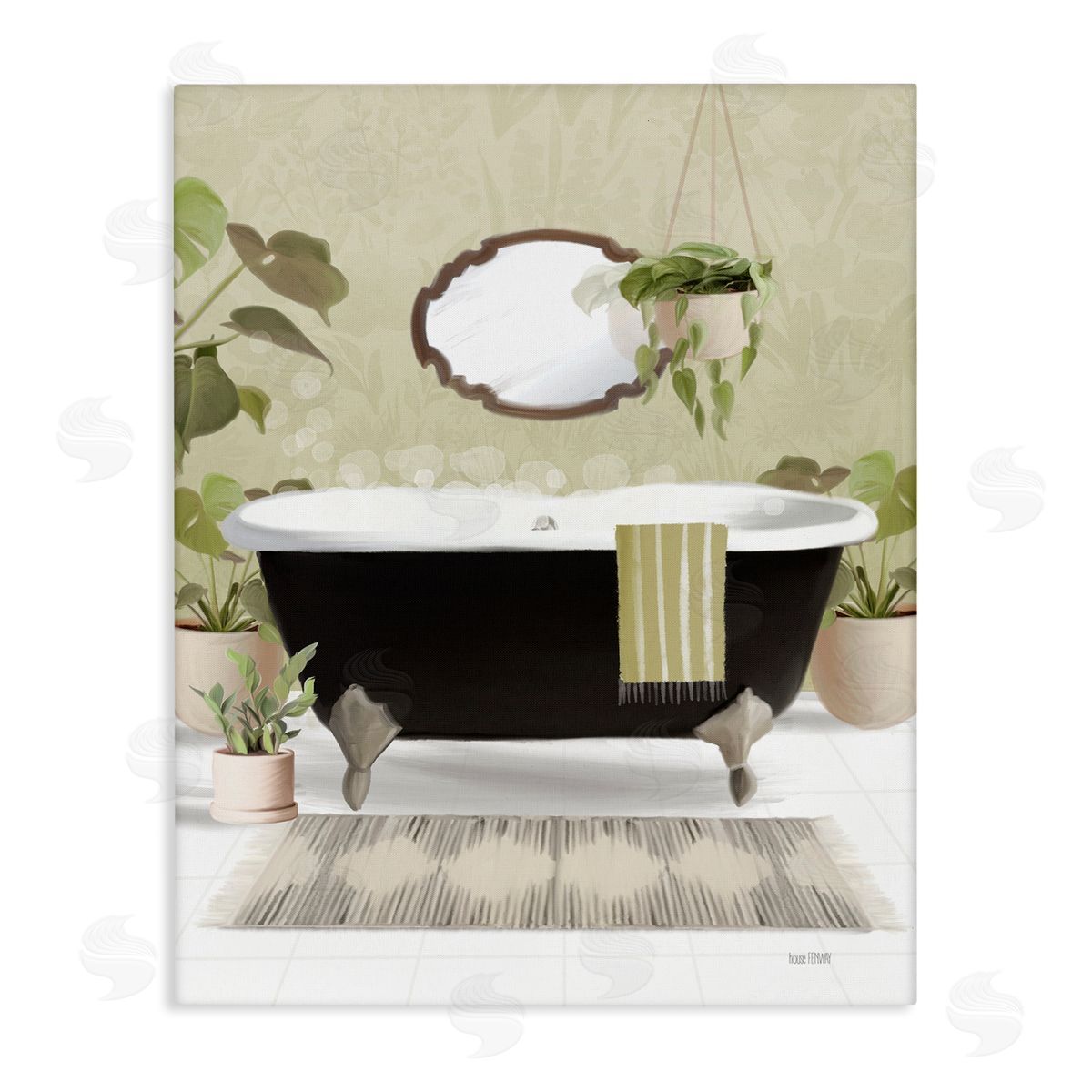 House Fenway Relaxing Bathroom Tub Canvas Wall Art Print