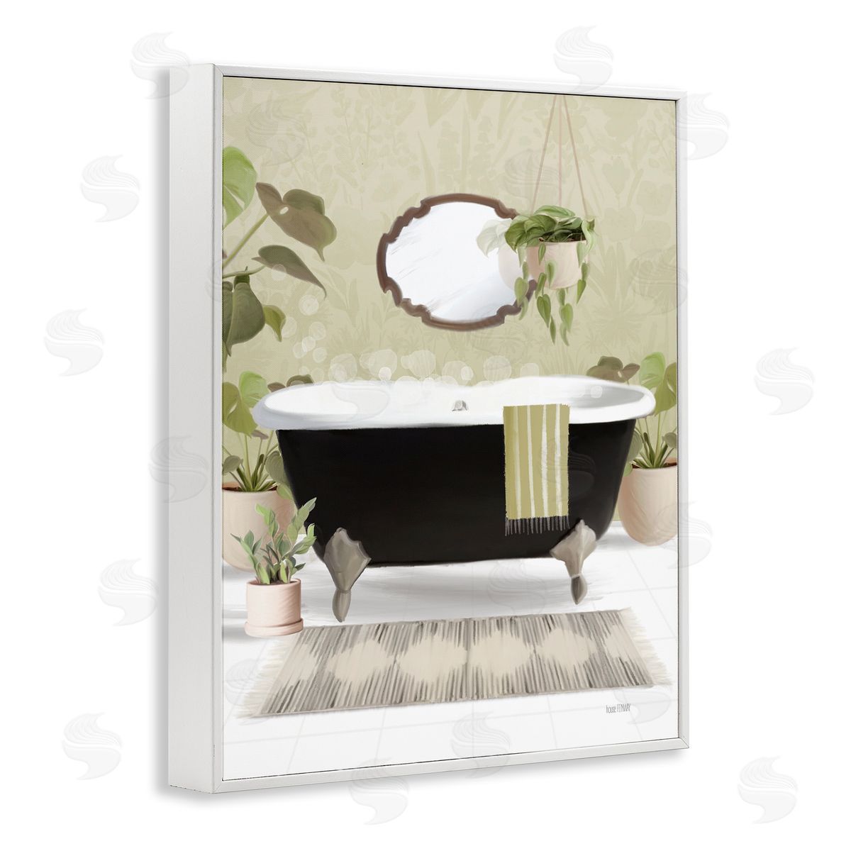 House Fenway Relaxing Bathroom Tub White Framed Giclee Wall Art Print