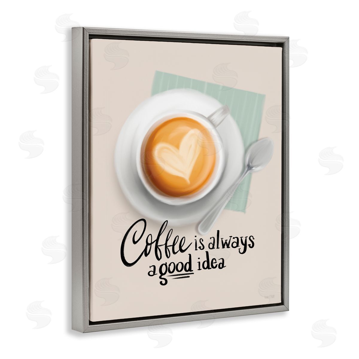 House Fenway Coffee Always Good Idea Gray Floating Frame Canvas Wall Art Print