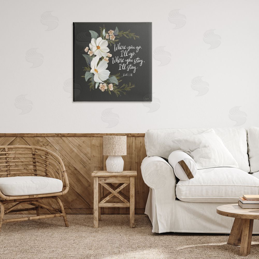 House Fenway Spiritual Scripture with Florals Canvas Wall Art Print in Room