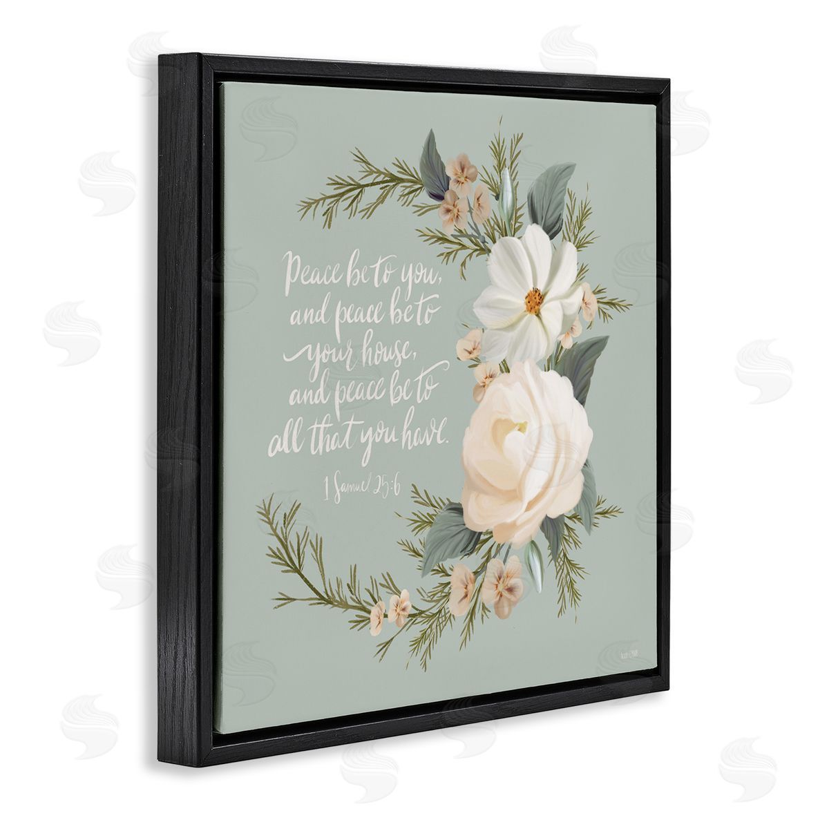 Hollihocks Art Peace Be To You Prayer Black Floating Frame Canvas Wall Art Print