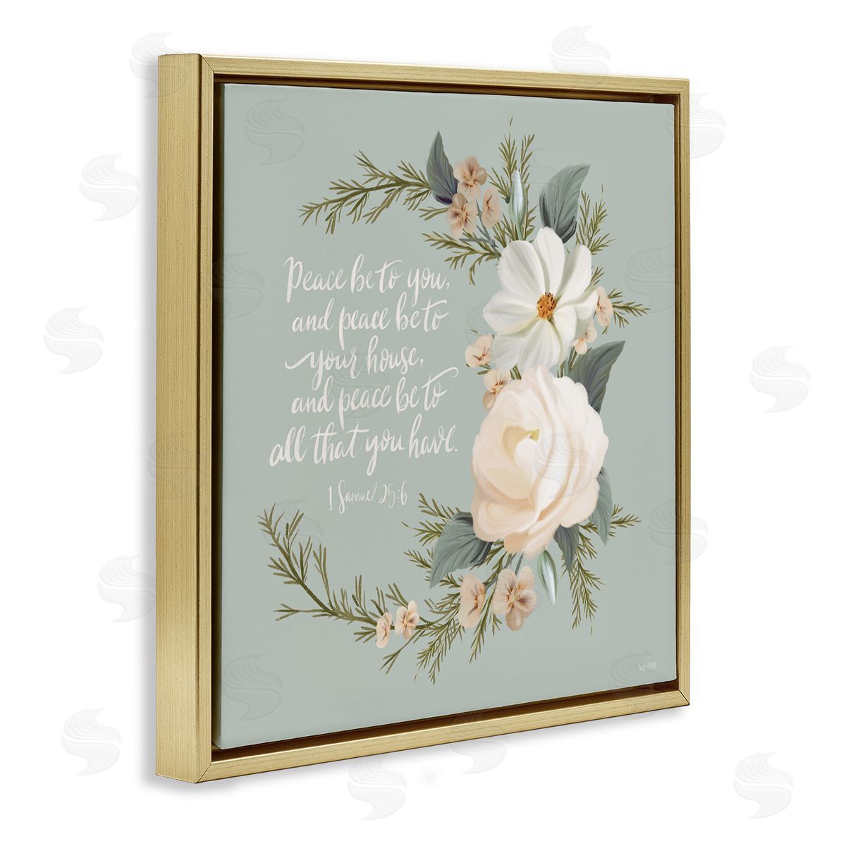 Hollihocks Art Peace Be To You Prayer Gold Floating Frame Canvas Wall Art Print