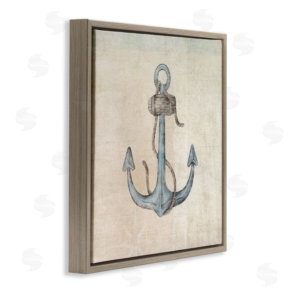 JG Studios Rustic Maritime Anchor Brown Floating Frame Canvas Wall Art Print