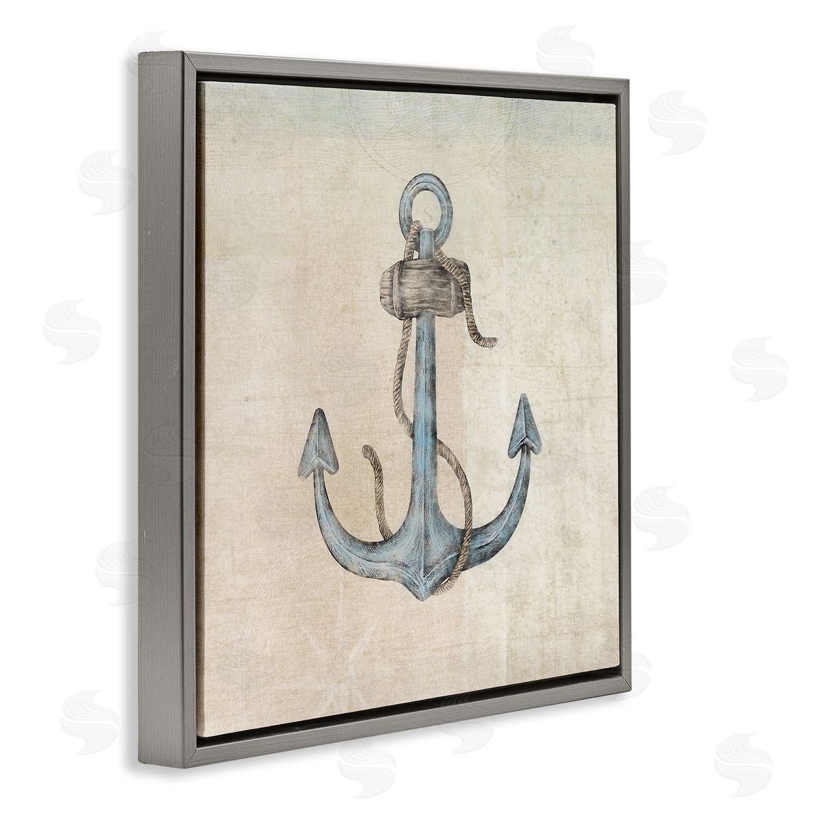 JG Studios Rustic Maritime Anchor Gray Floating Frame Canvas Wall Art Print