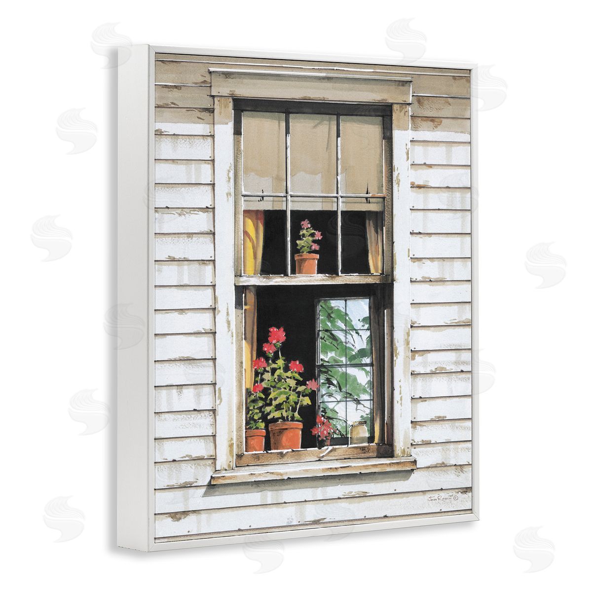 John Rossini Cottage Window View White Framed Giclee Wall Art Print