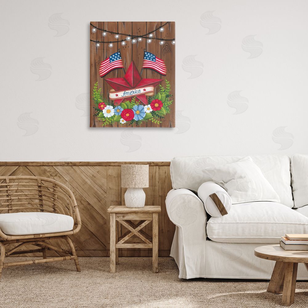 Lisa Larson Americana Country Garland Canvas Wall Art Print in Room