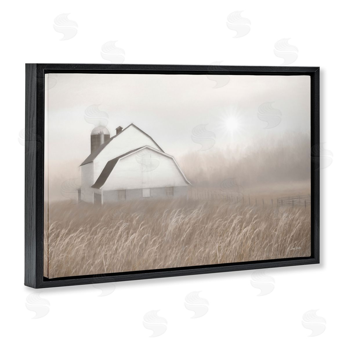 Lori Deiter Windblown Farm Grasses Black Floating Frame Canvas Wall Art Print