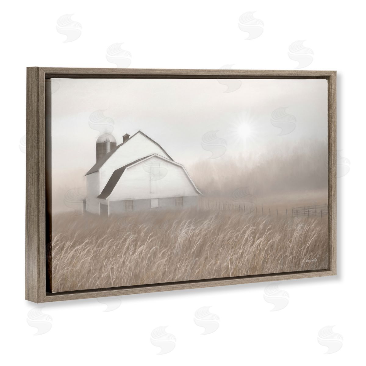 Lori Deiter Windblown Farm Grasses Brown Floating Frame Canvas Wall Art Print