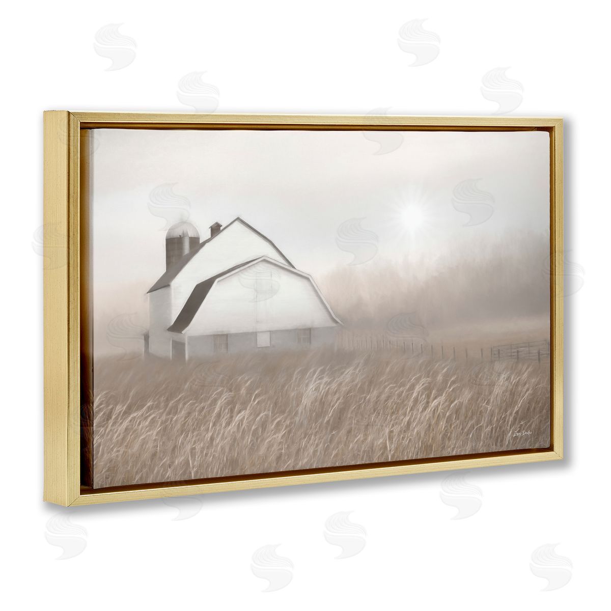 Lori Deiter Windblown Farm Grasses Gold Floating Frame Canvas Wall Art Print