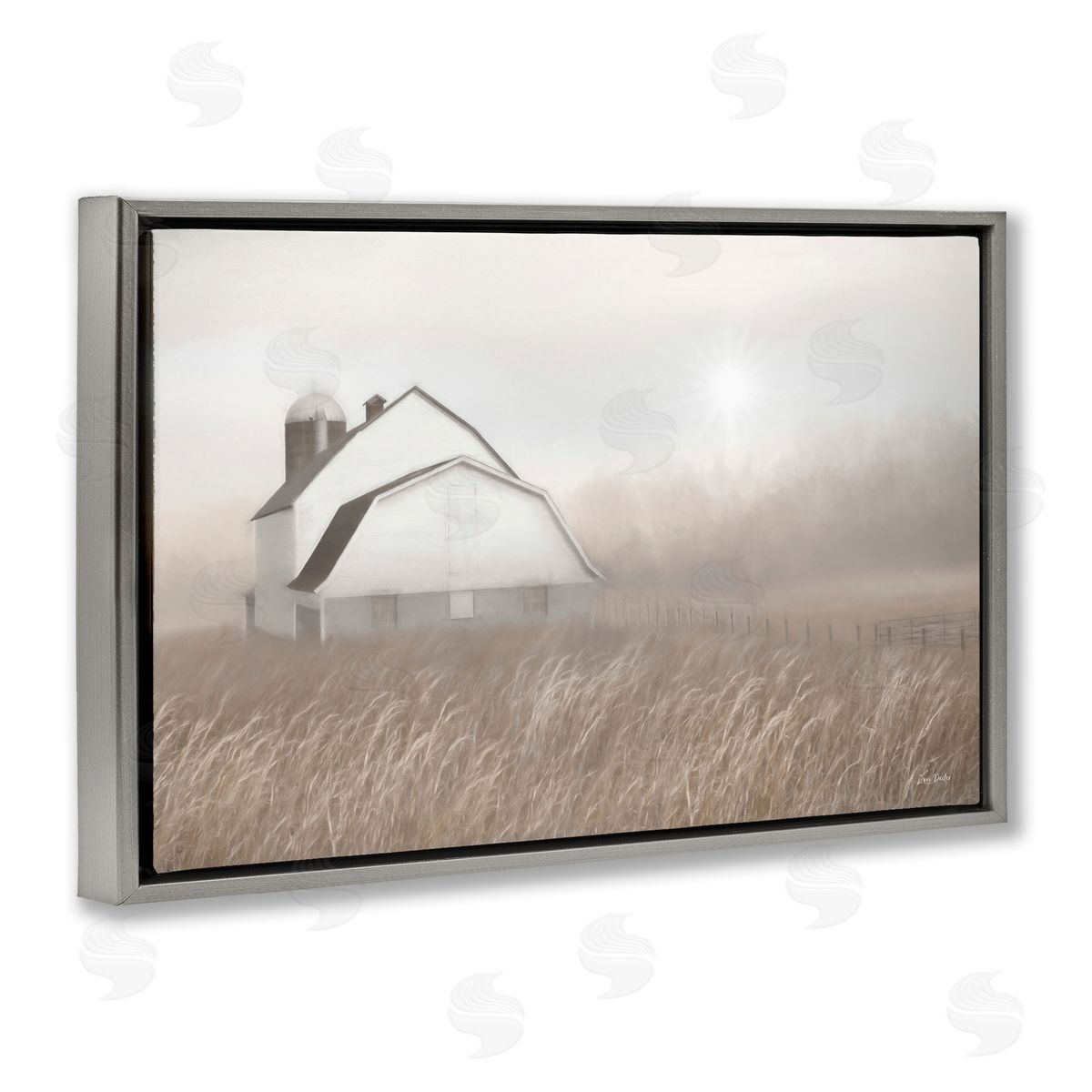 Lori Deiter Windblown Farm Grasses Gray Floating Frame Canvas Wall Art Print