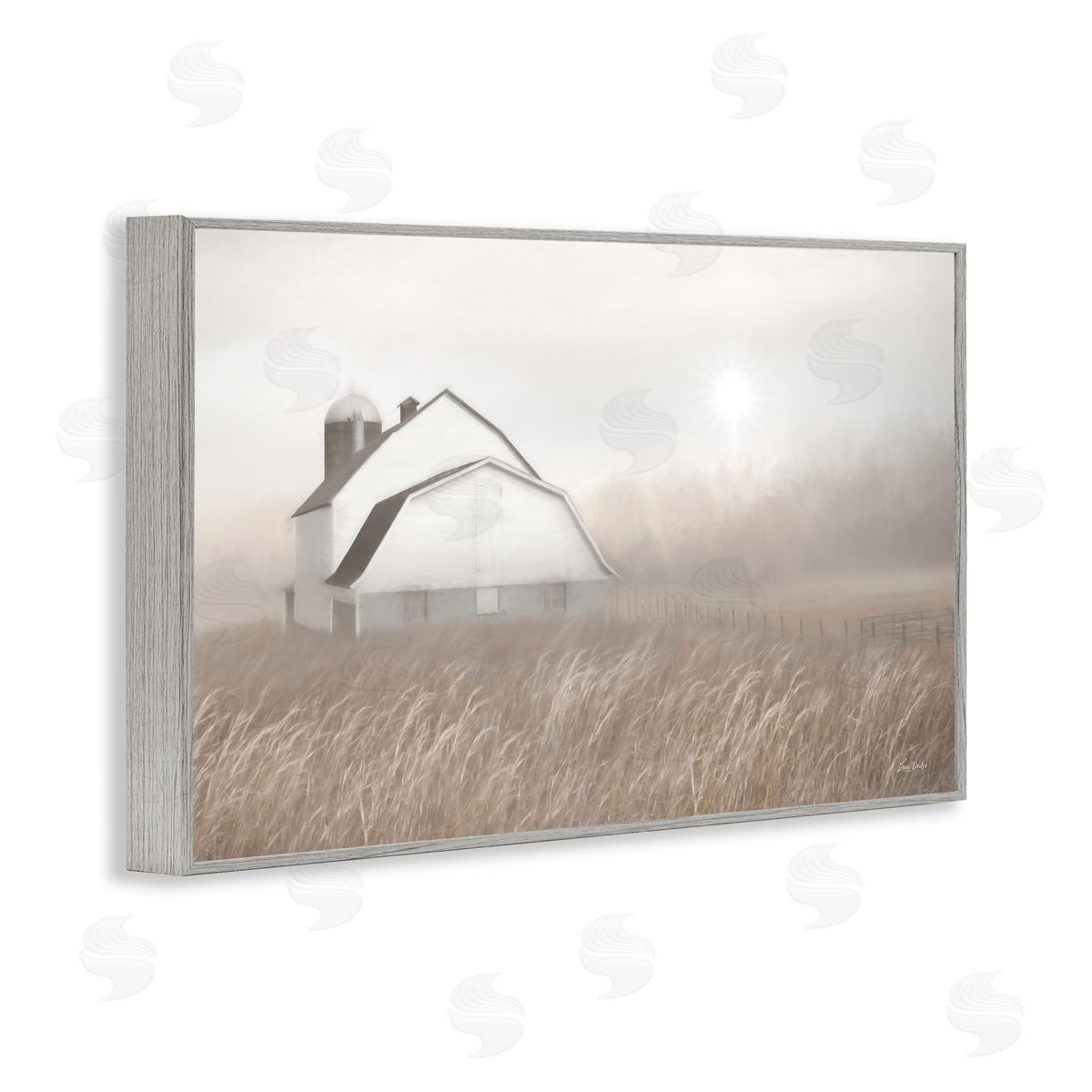 Lori Deiter Windblown Farm Grasses Gray Framed Giclee Wall Art Print