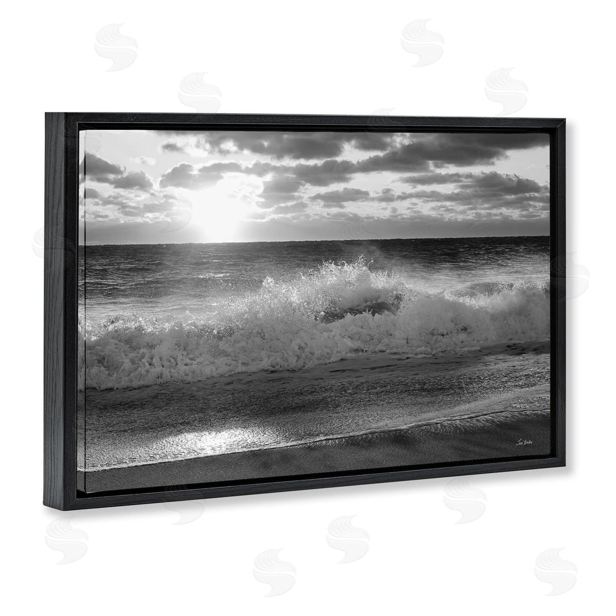 Lori Deiter Crashing Sea Waves Black Floating Frame Canvas Wall Art Print