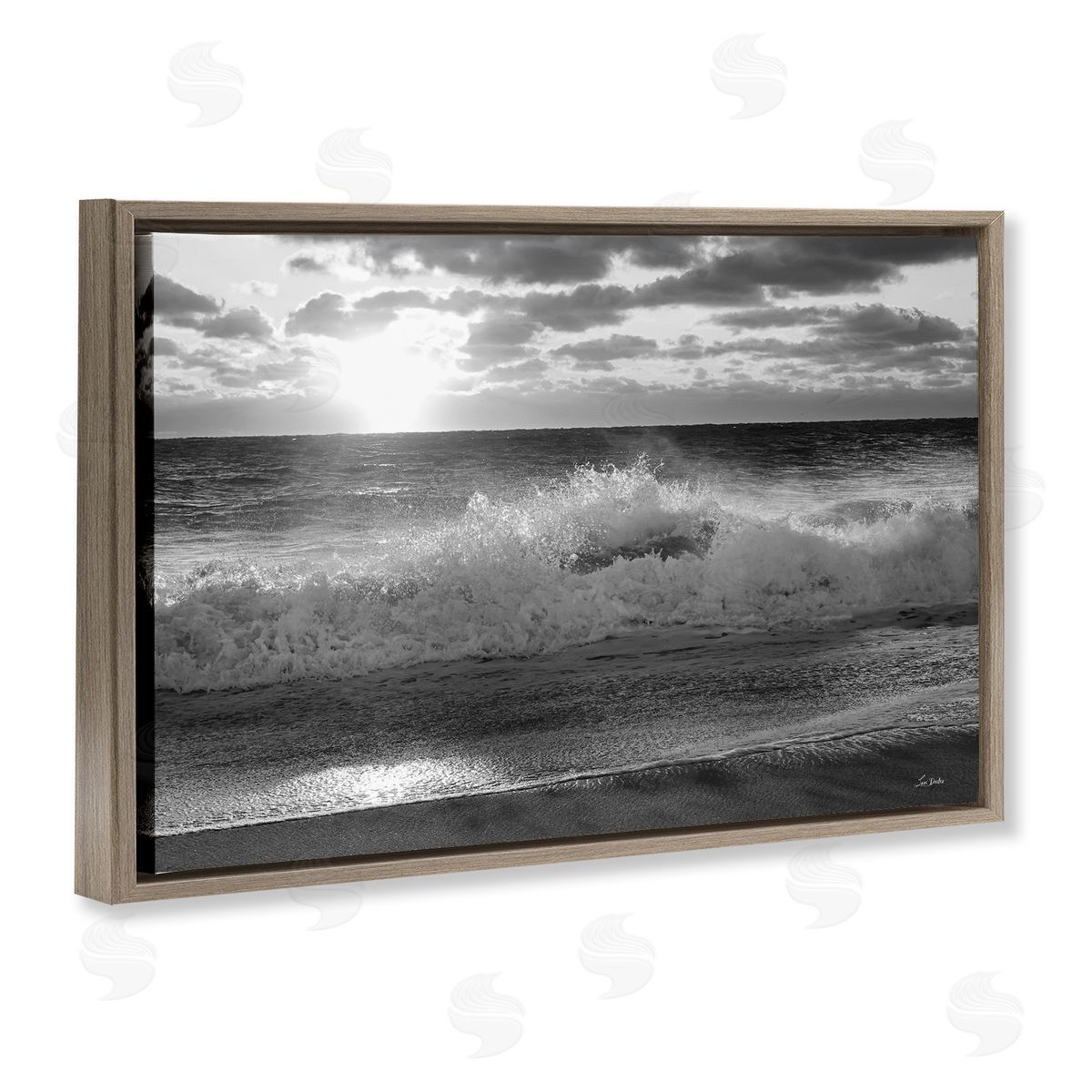 Lori Deiter Crashing Sea Waves Brown Floating Frame Canvas Wall Art Print