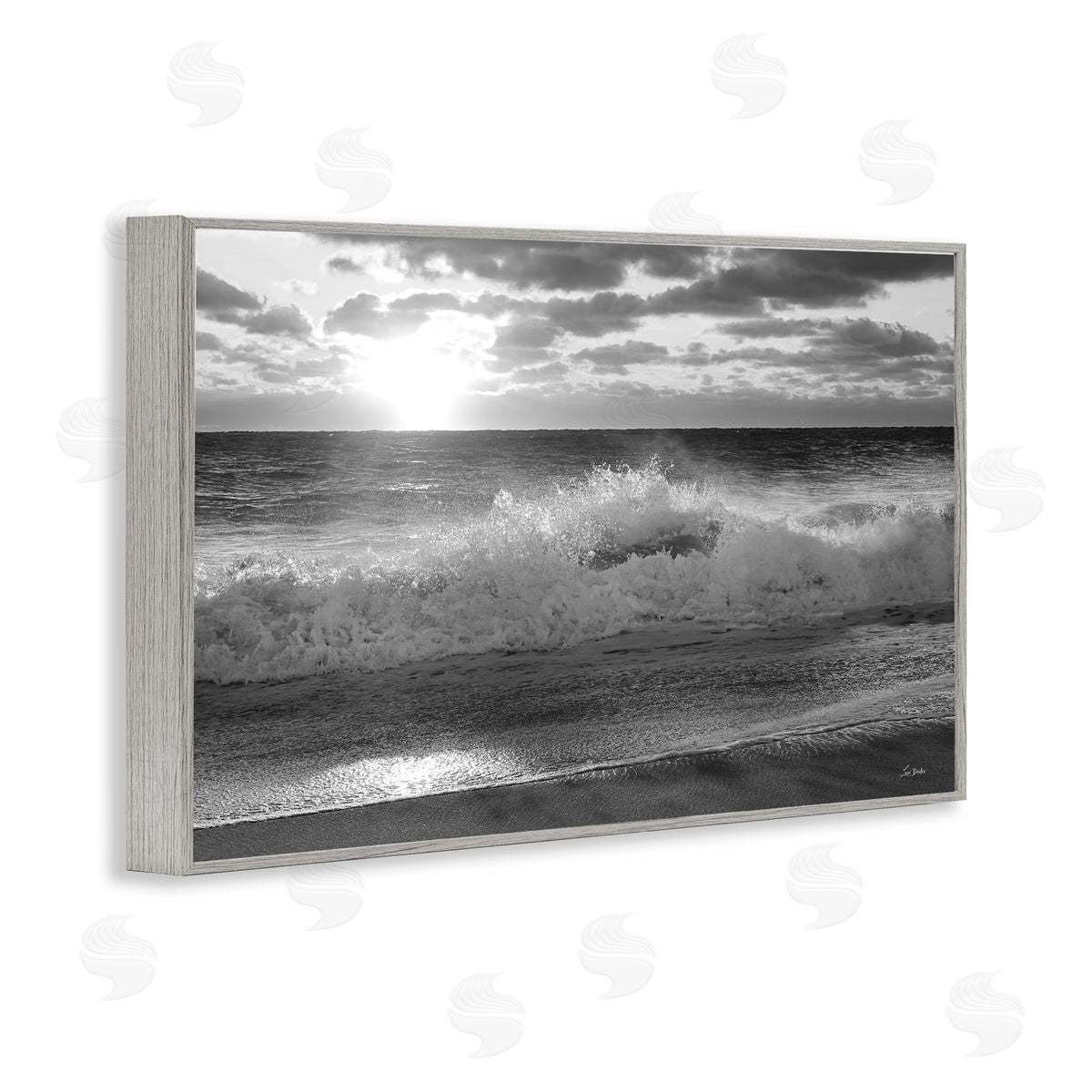Lori Deiter Crashing Sea Waves Gray Framed Giclee Wall Art Print