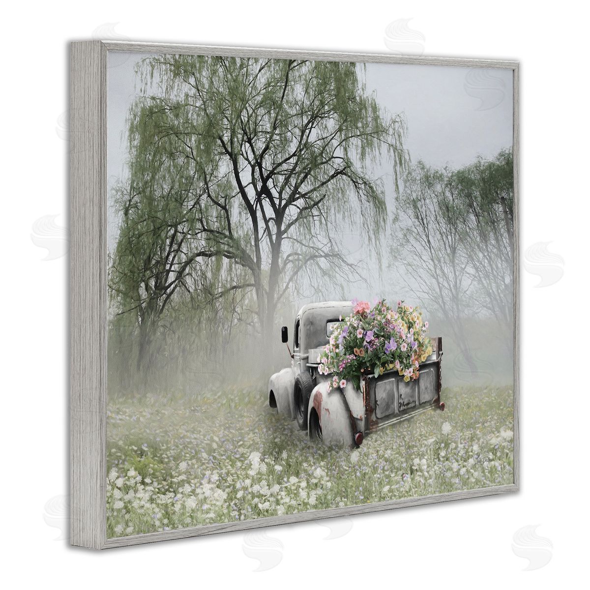 Lori Deiter Overgrown Floral Truck Gray Framed Giclee Wall Art Print