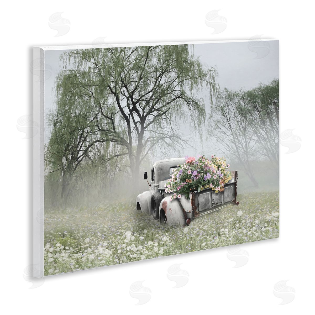 Lori Deiter Overgrown Floral Truck Wooden Wall Plaque Art Print