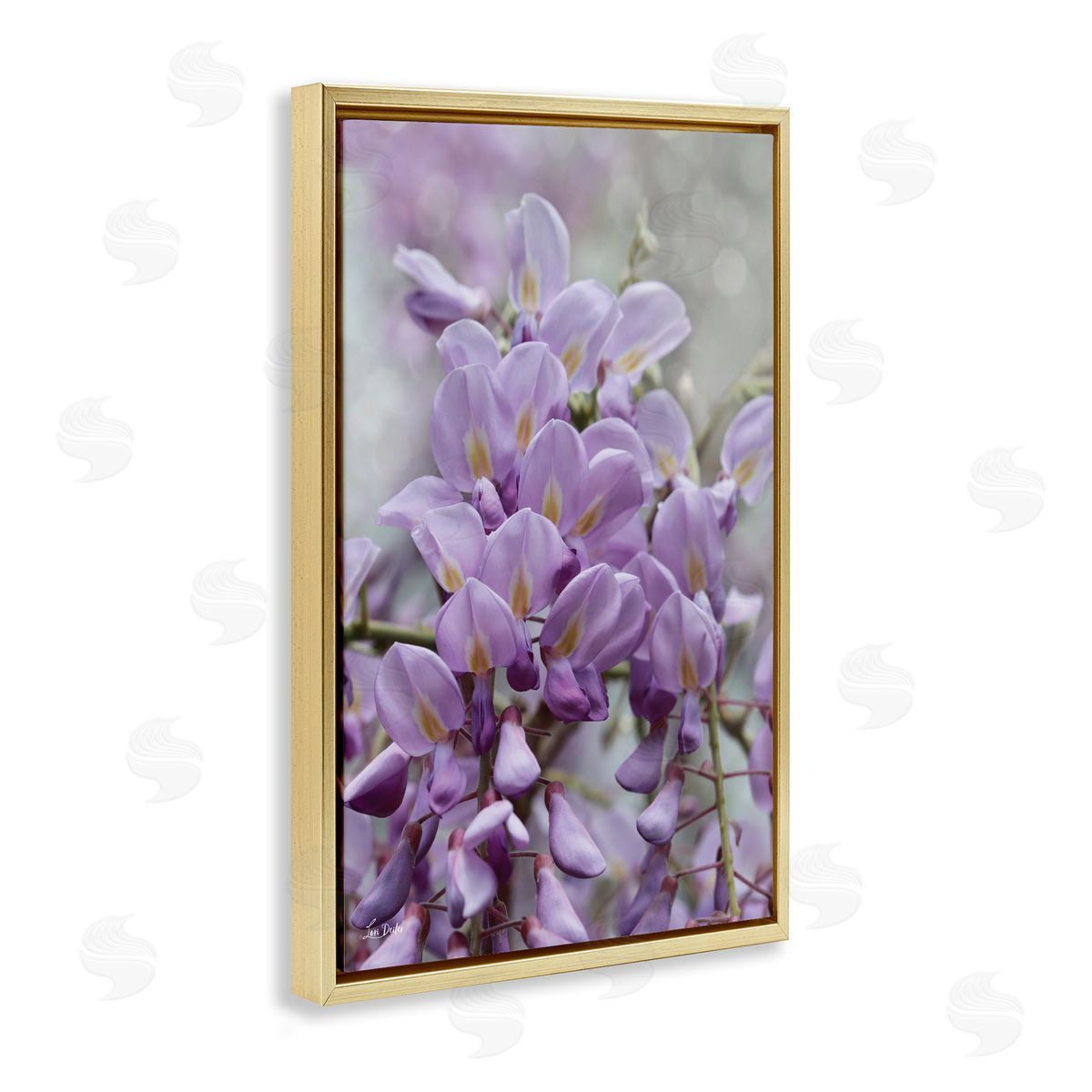 Lori Deiter Purple Orchid Petals Gold Floating Frame Canvas Wall Art Print
