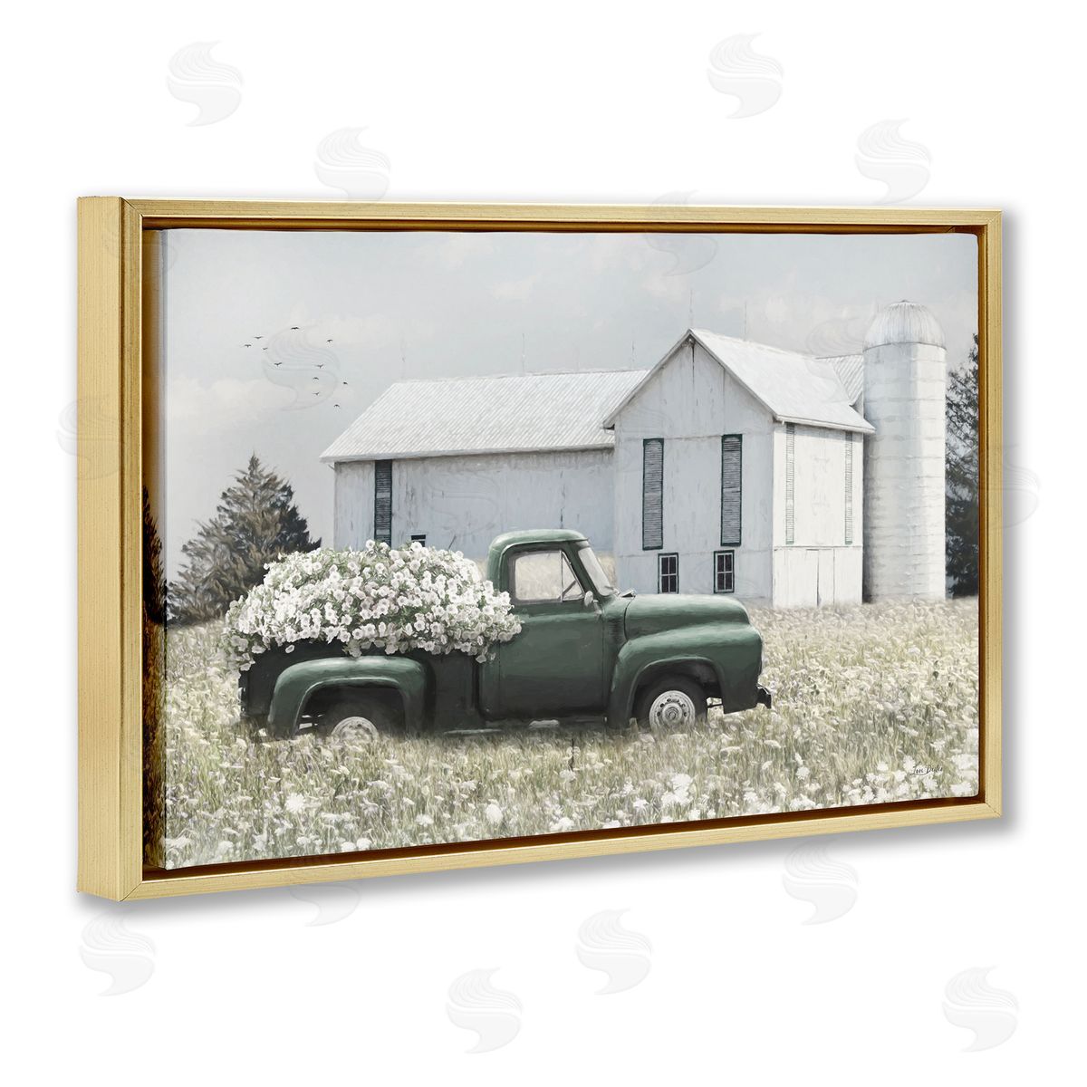Lori Deiter Rustic Barn & Truck Gold Floating Frame Canvas Wall Art Print