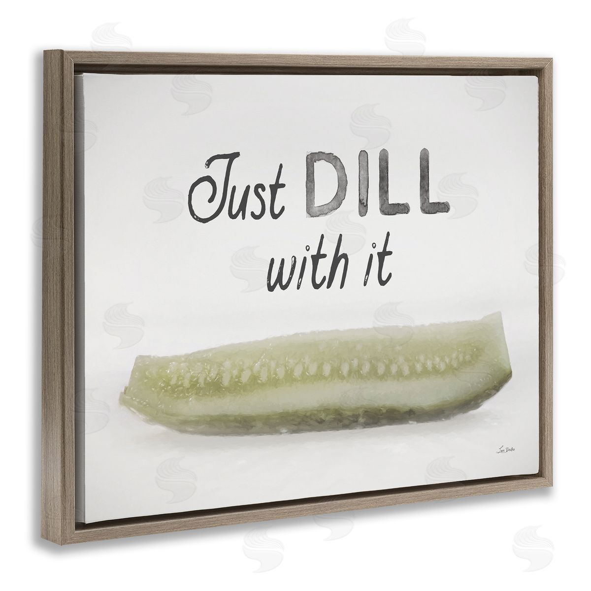 Lori Deiter Just Dill With It Brown Floating Frame Canvas Wall Art Print