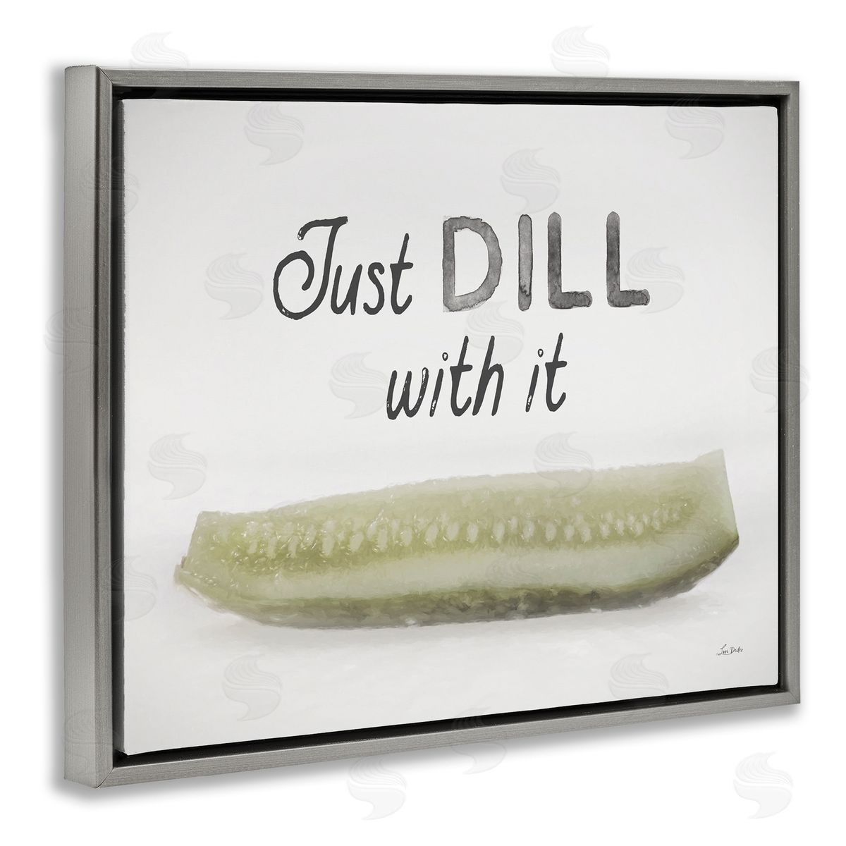 Lori Deiter Just Dill With It Gray Floating Frame Canvas Wall Art Print