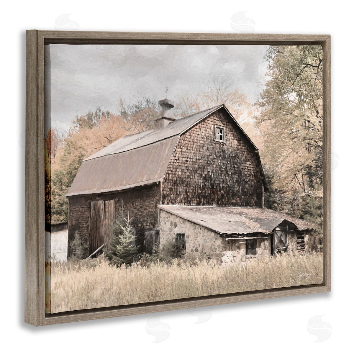 Lori Deiter Beige Rustic Barn Brown Floating Frame Canvas Wall Art Print