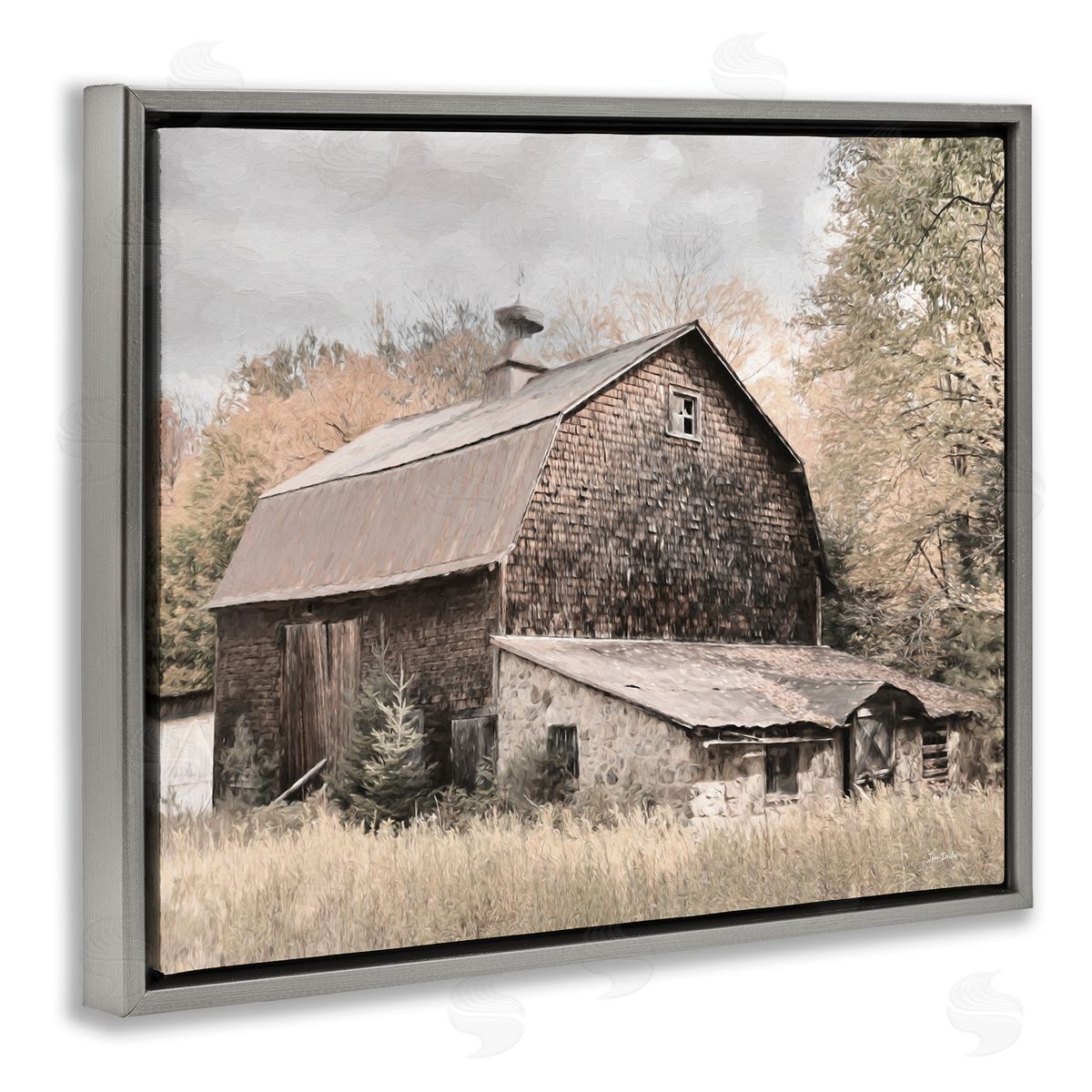 Lori Deiter Beige Rustic Barn Gray Floating Frame Canvas Wall Art Print