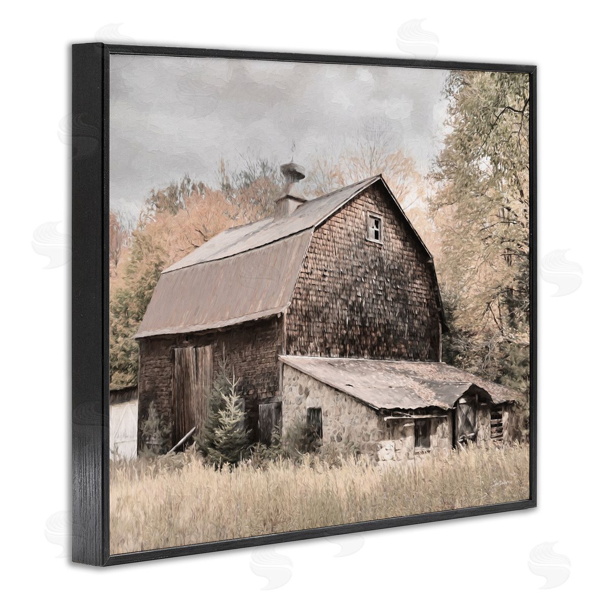 Lori Deiter Beige Rustic Barn Black Framed Giclee Wall Art Print