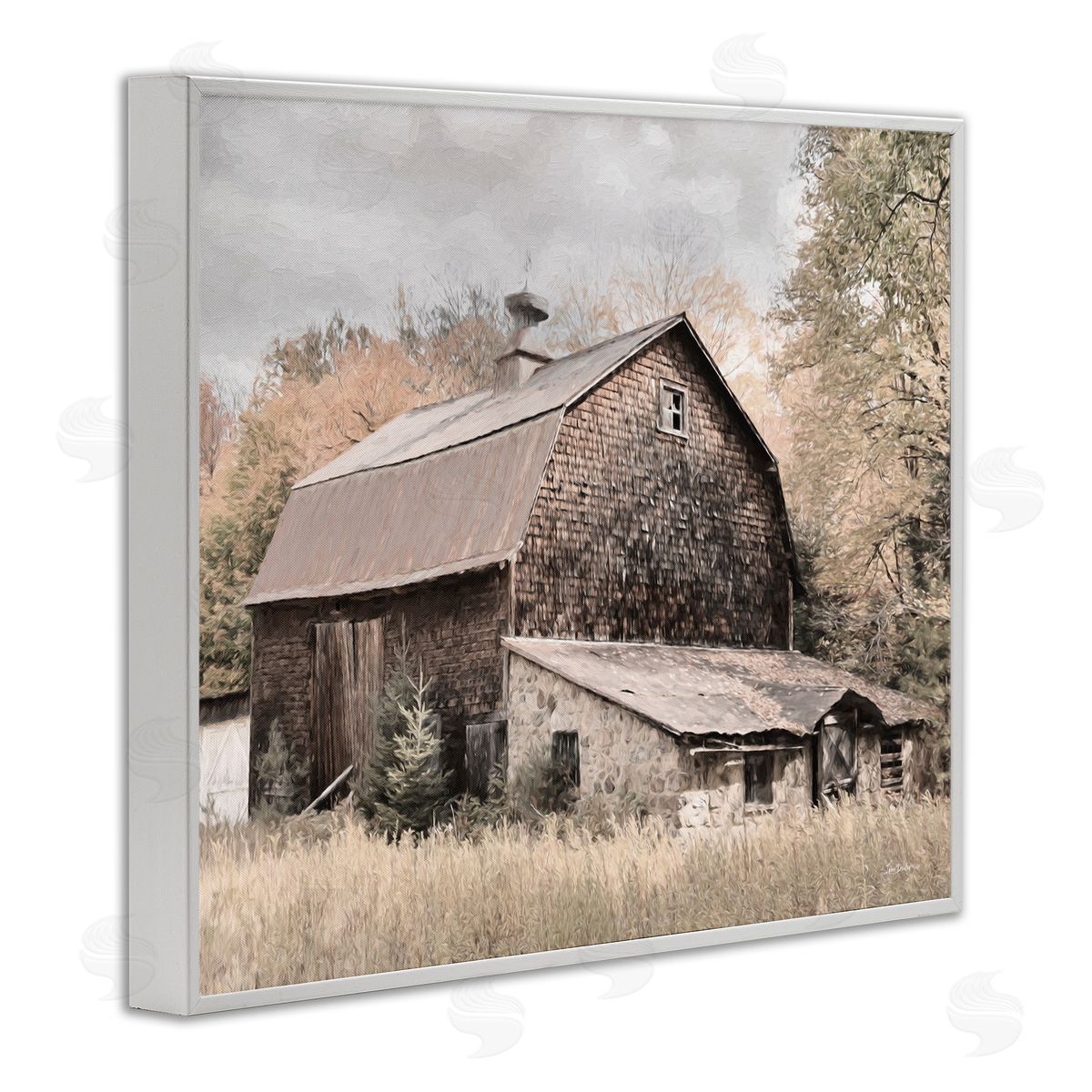 Lori Deiter Beige Rustic Barn White Framed Giclee Wall Art Print