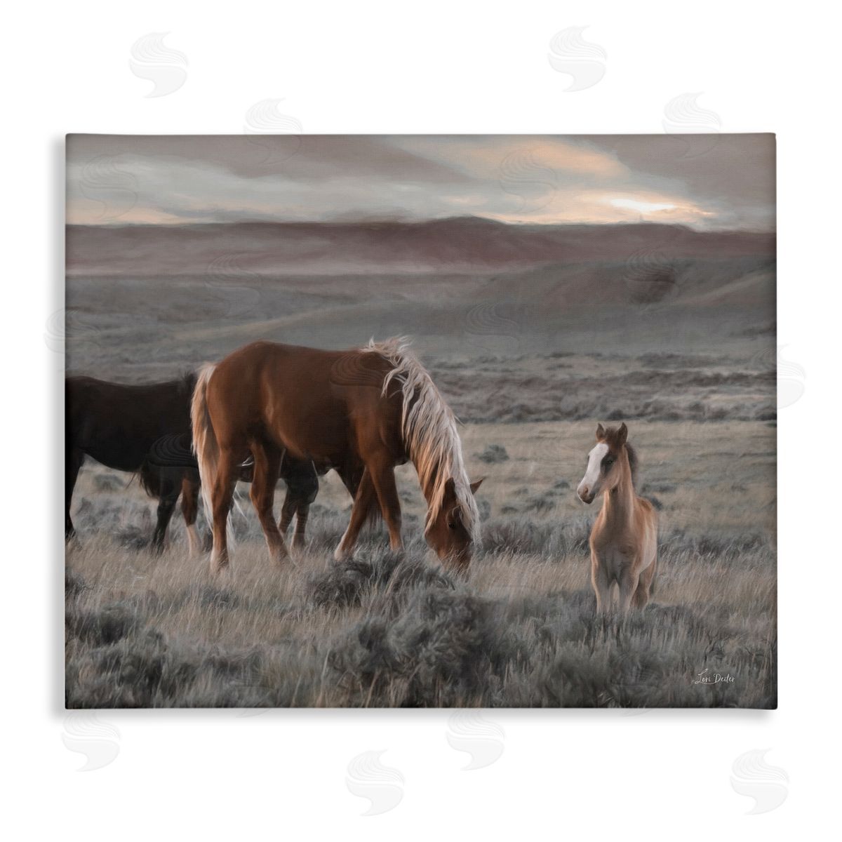 Lori Deiter Country Horses in Valley Canvas Wall Art Print