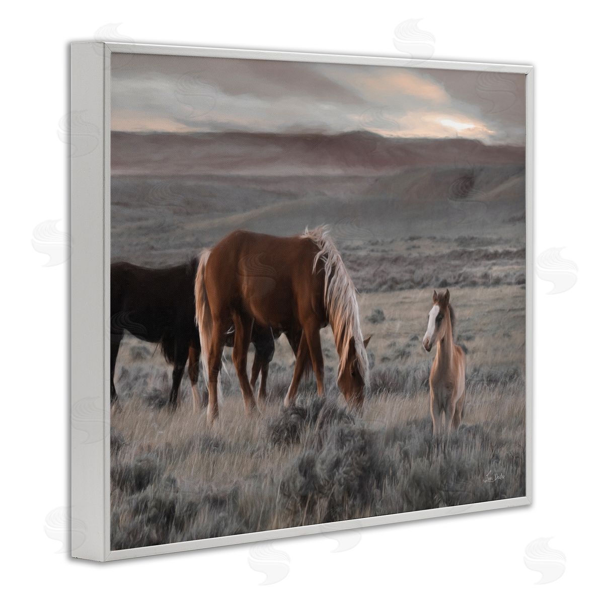 Lori Deiter Country Horses in Valley White Framed Giclee Wall Art Print