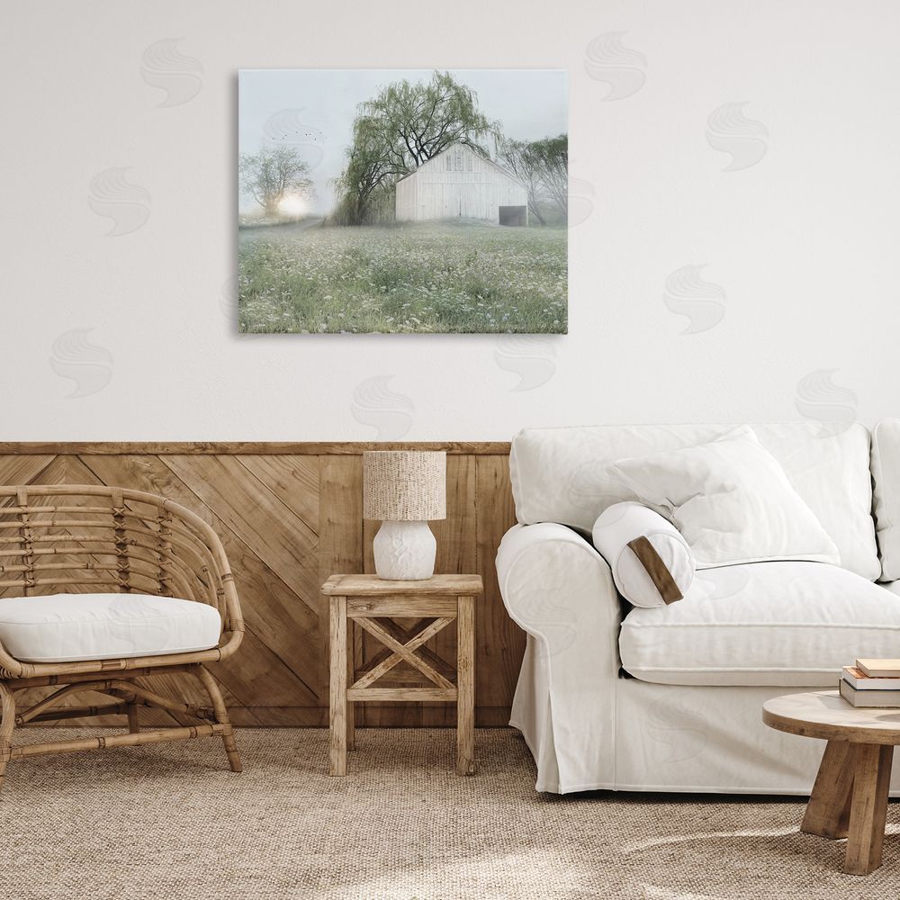 Lux + Me Designs Drooping Trees Meadow Canvas Wall Art Print in Room