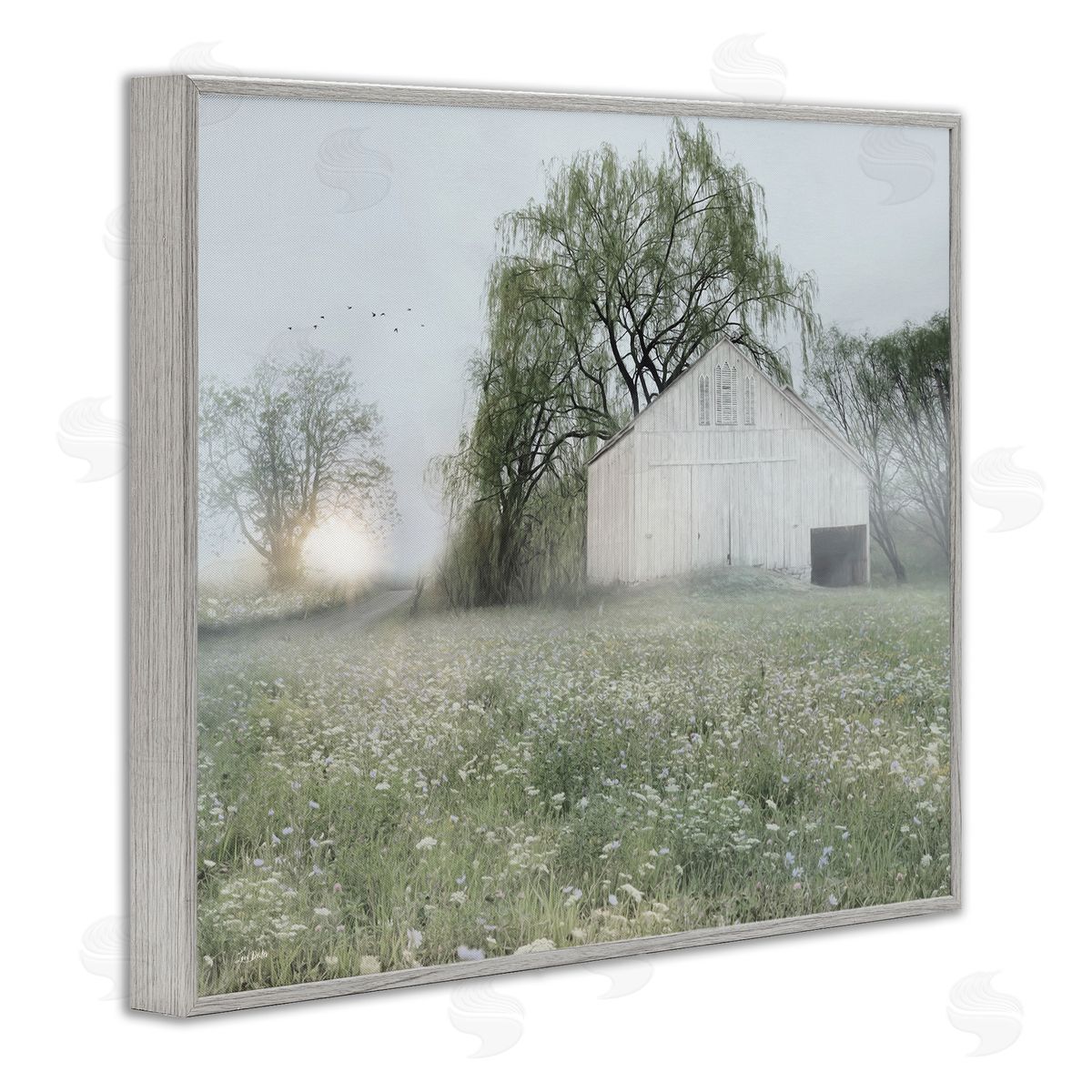 Lux + Me Designs Drooping Trees Meadow Gray Framed Giclee Wall Art Print