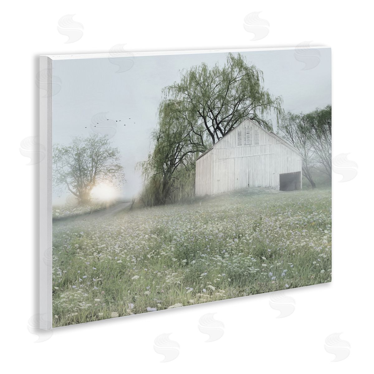 Lux + Me Designs Drooping Trees Meadow Wooden Wall Plaque Art Print