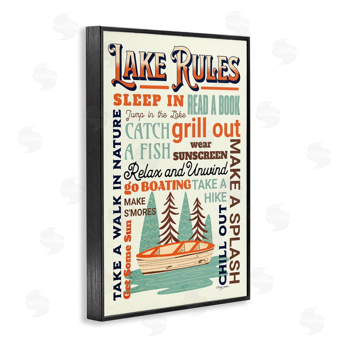 Marla Rae Lake Rules Fun Activities Black Framed Giclee Wall Art Print