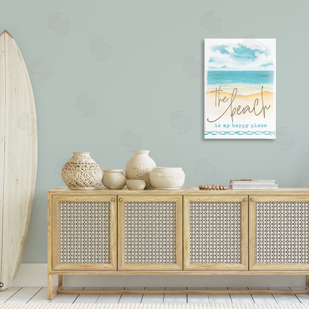 Mollie B. Beach is Happy Place Canvas Wall Art Print in Room