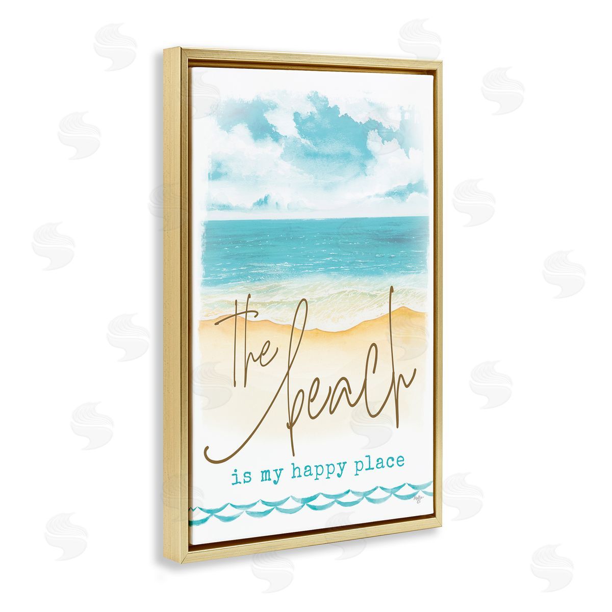 Mollie B. Beach is Happy Place Gold Floating Frame Canvas Wall Art Print